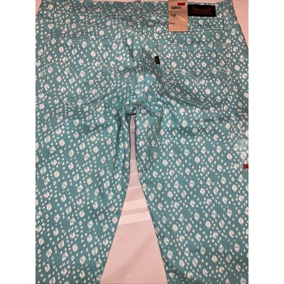 Levis 524 Size 9M Too Superlow Skinny Black Label Aqua Pattern Jeans - Picture 10 of 11